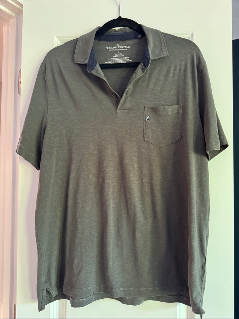 Tailor Vintage Men's Olive Polo with Chest Pocket